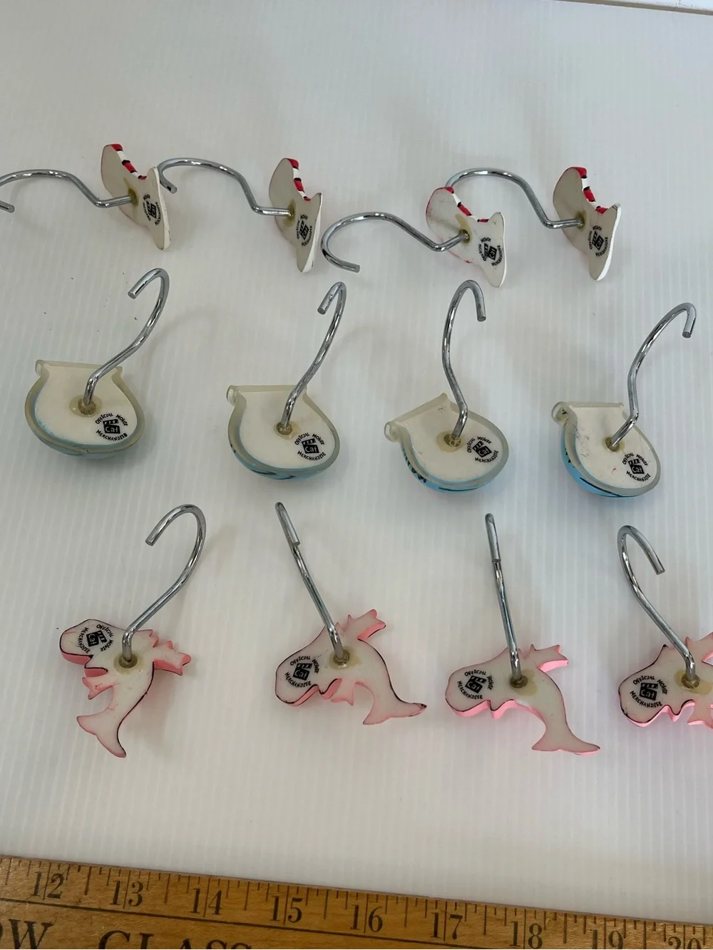 Set of 12 Dr. Seuss Shower Hooks with Red-White Hats, Pink Fish & Blue Bowls